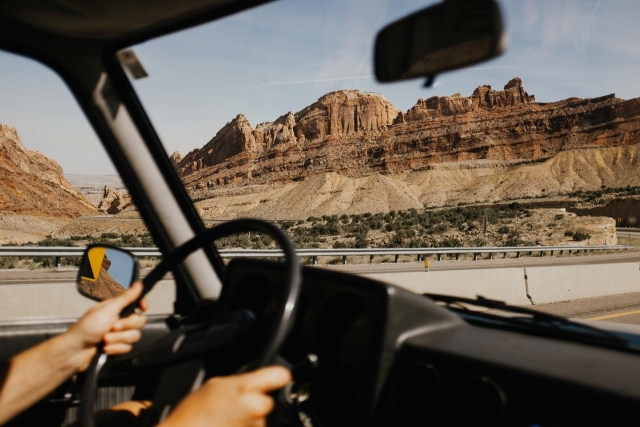 Driving towards the Grand Canyon