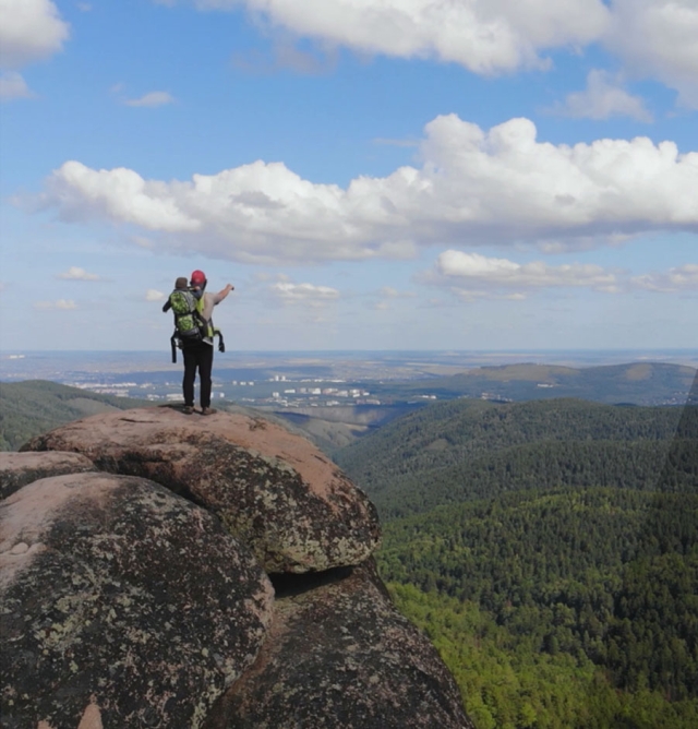 Person standing on a mountain