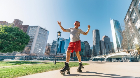 Man on roller skates