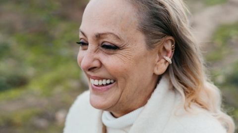 Smiling woman outdoors