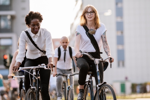 Colleagues on a bike