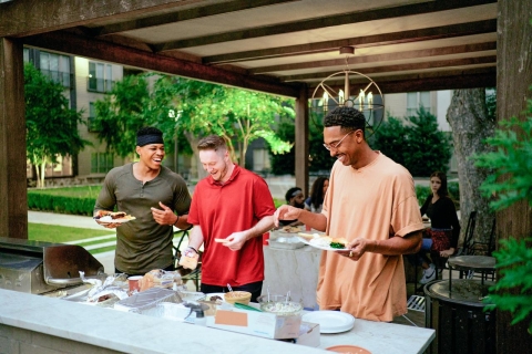 Friends eating outside
